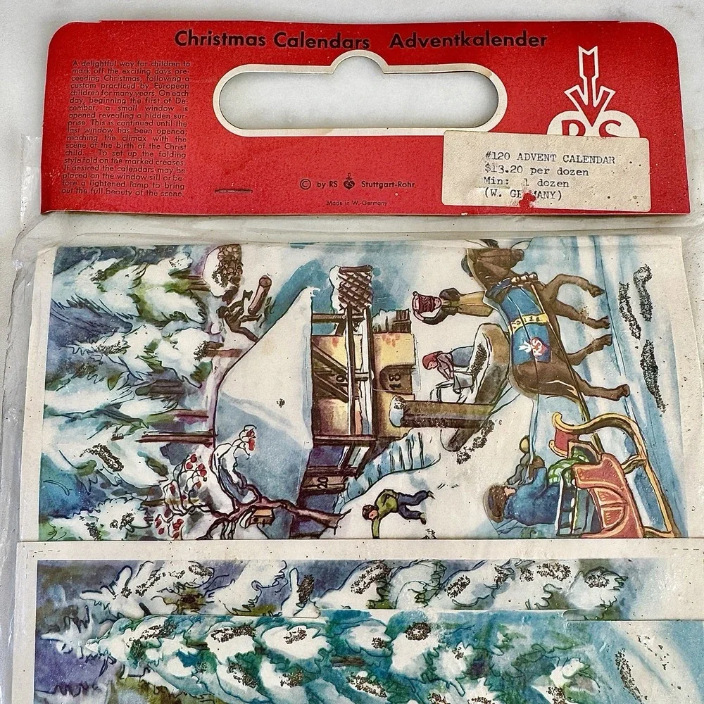 VTG Christmas Advent Calendar RS‎ Stuttgart Rohr West Germany Glitter New Nr 120